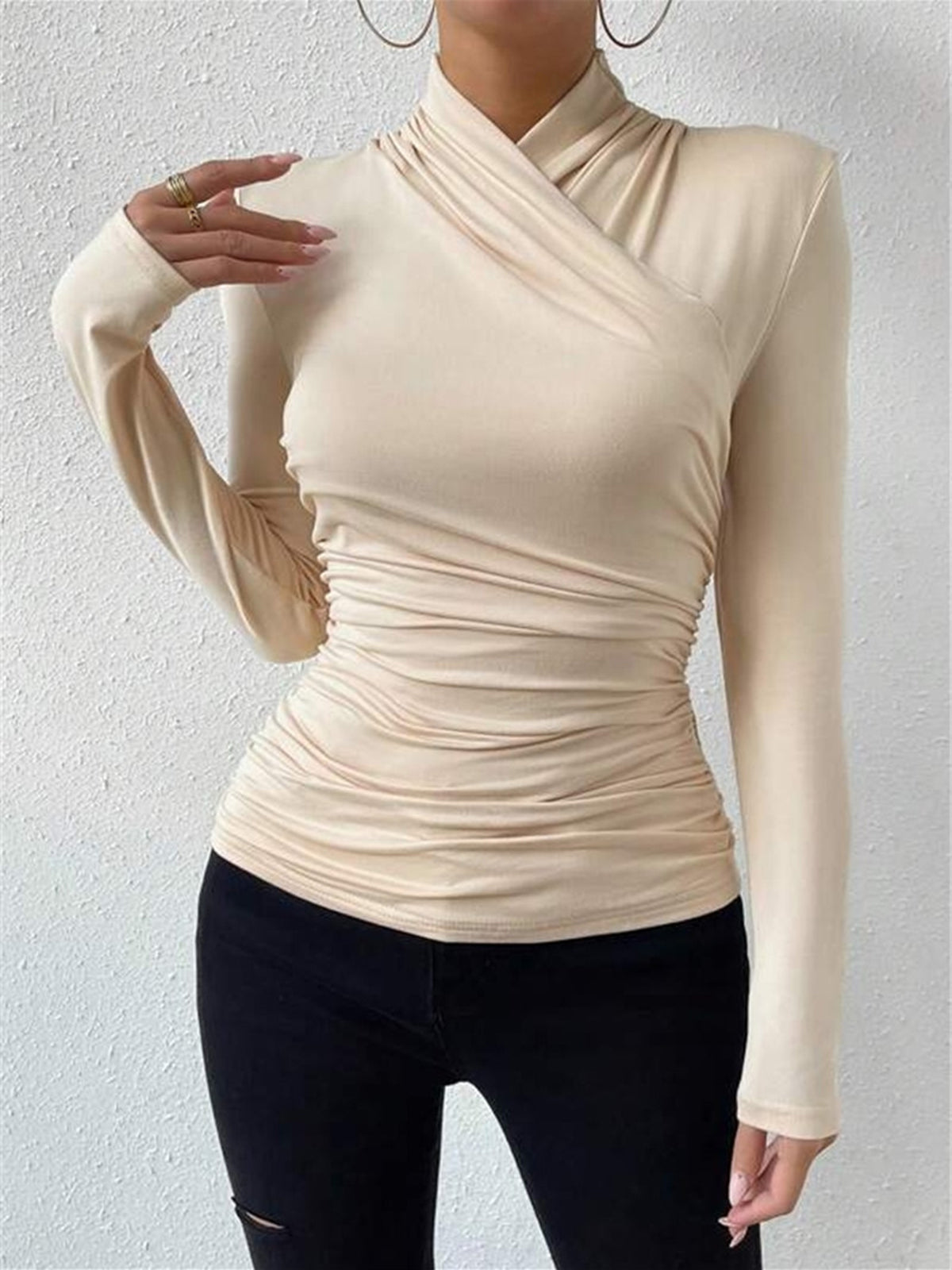 Camiseta de tejido para mujer cuello cruzado - Sigrunel