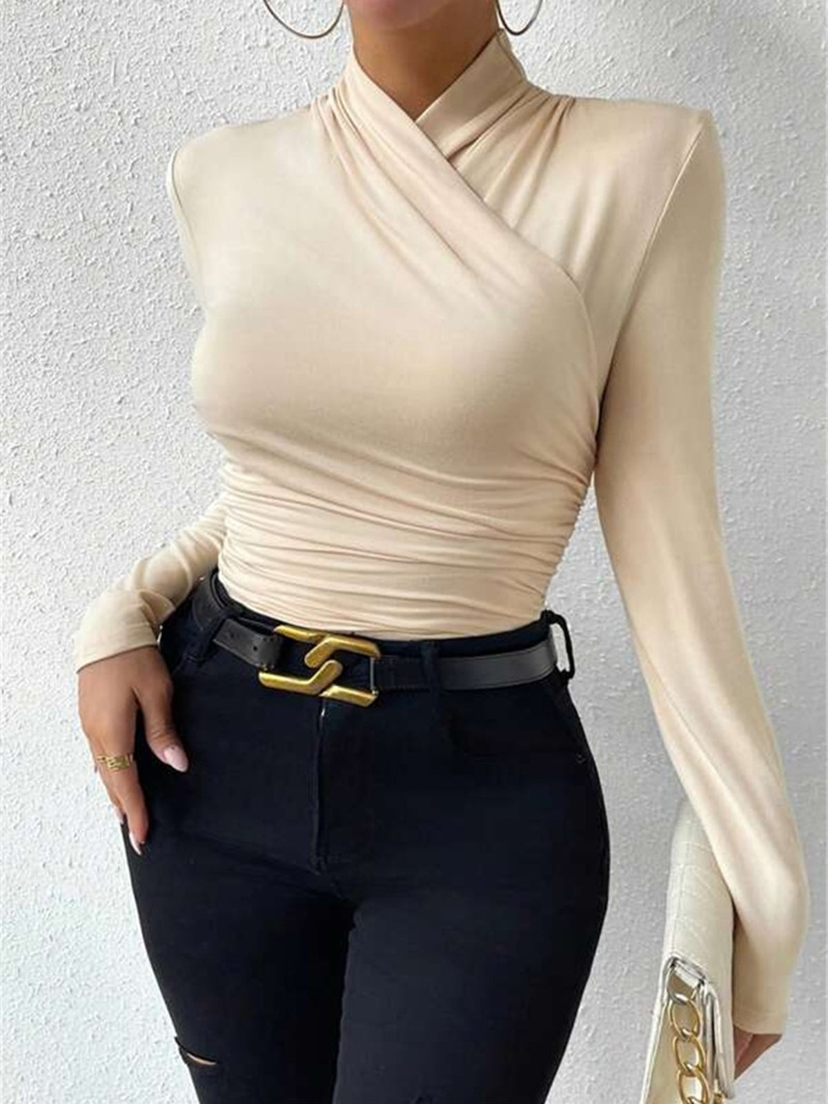 Camiseta de tejido para mujer cuello cruzado - Sigrunel