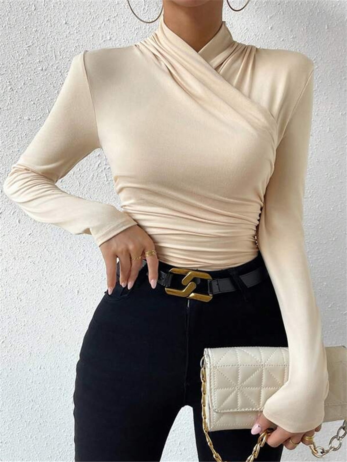 Camiseta de tejido para mujer cuello cruzado - Sigrunel