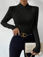 Camiseta de tejido para mujer cuello cruzado - Sigrunel