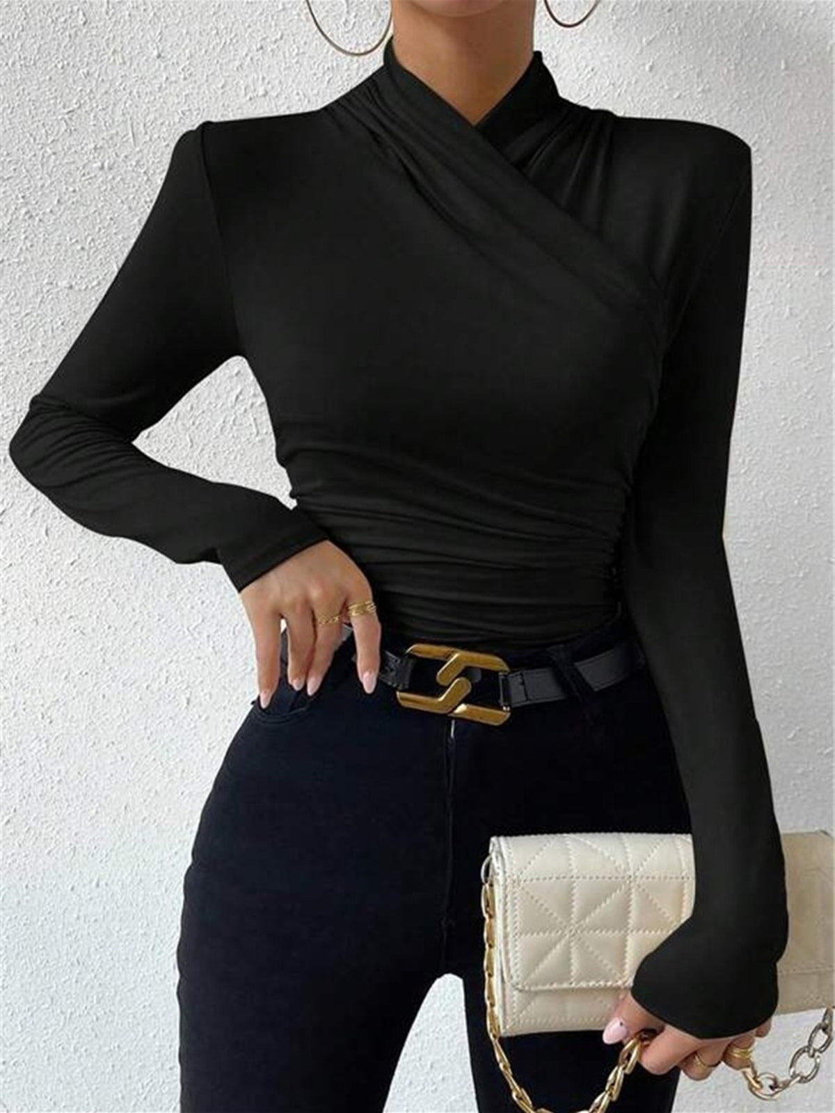 Camiseta de tejido para mujer cuello cruzado - Sigrunel