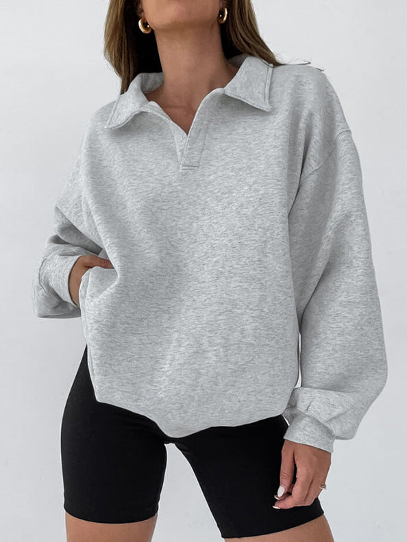Sudadera de felpa para mujer cuello polo - Hildrun