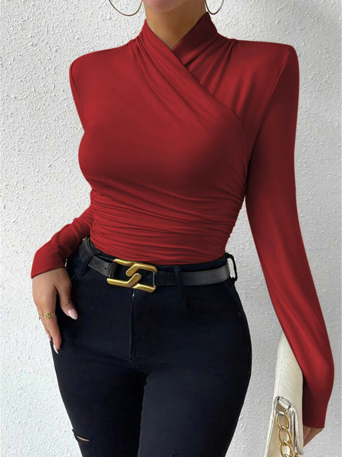 Camiseta de tejido para mujer cuello cruzado - Sigrunel