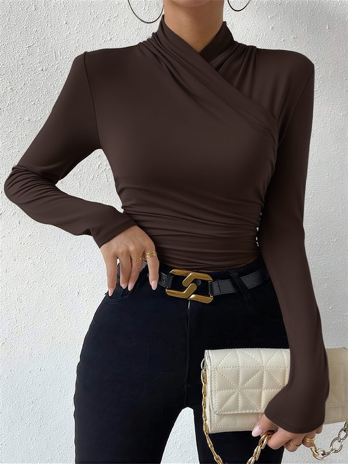 Camiseta de tejido para mujer cuello cruzado - Sigrunel