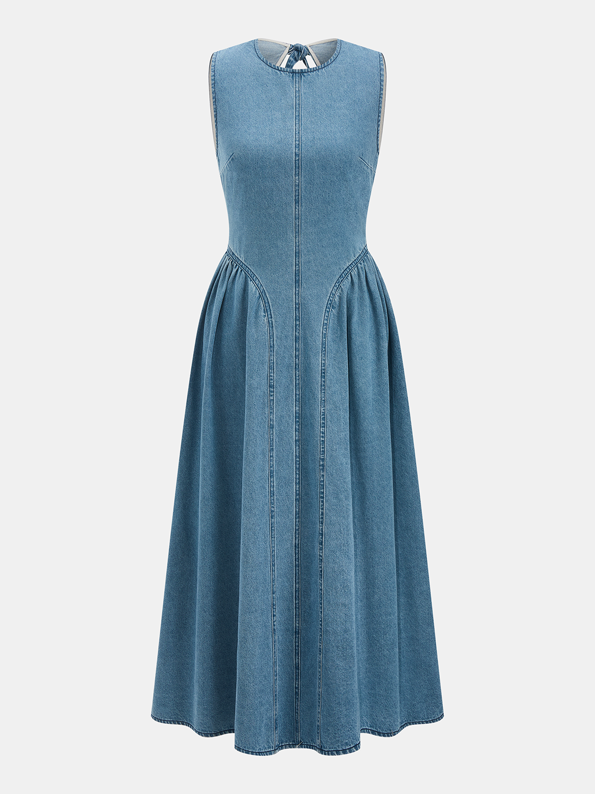 Vestido midi denim sin mangas vestido amplio casual verano - Keyla