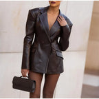 Blazer mujer efecto piel cintura entallada - Odile