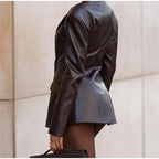 Blazer mujer efecto piel cintura entallada - Odile