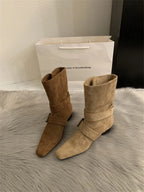 Botines de efecto ante con hebillas - Pelinna