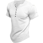 Camiseta slim fit de hombre con media tapeta de botones