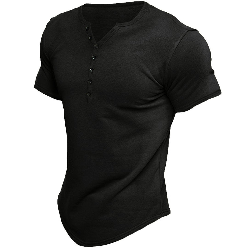Camiseta slim fit de hombre con media tapeta de botones