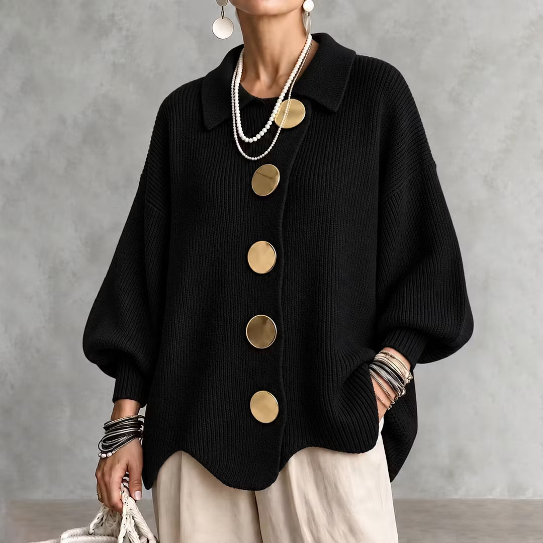Cárdigan de punto para mujer con cuello y botones - Amalia