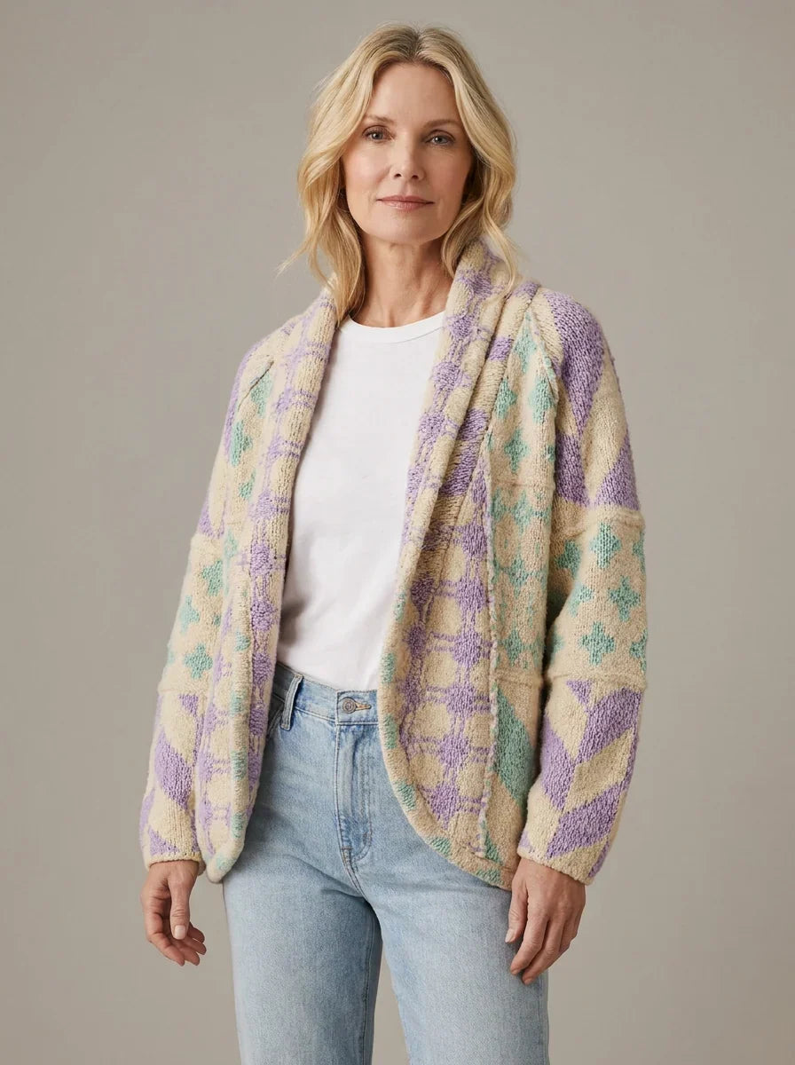Cárdigan largo de punto estampado para mujer - Nyxie