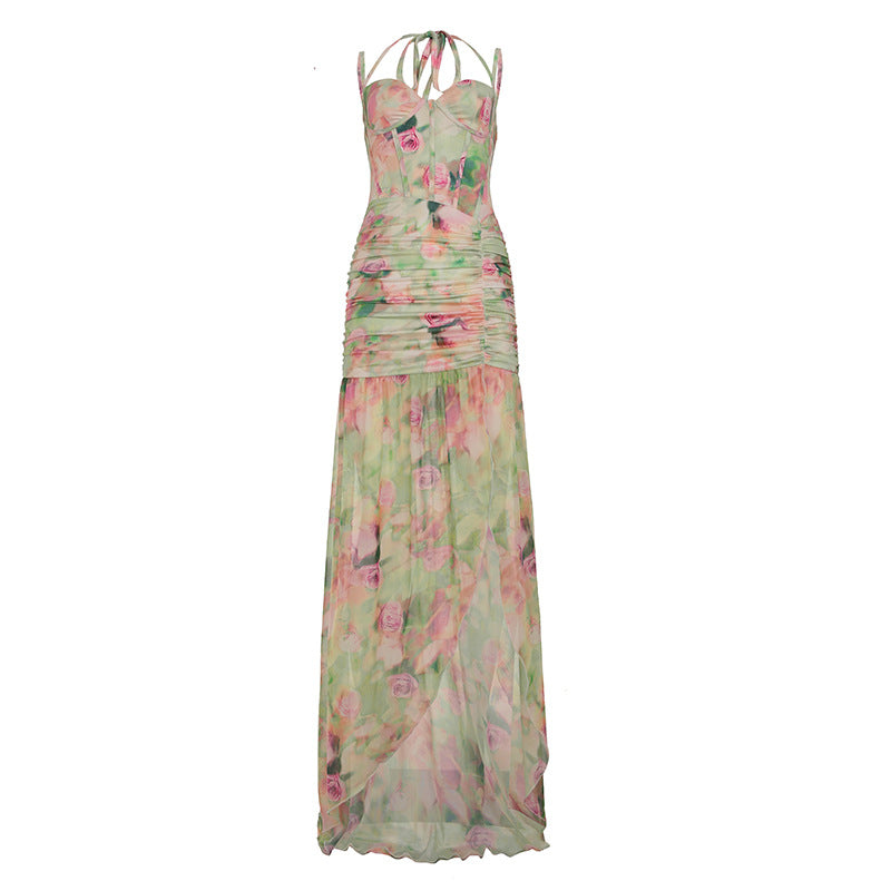 Vestido floral largo mujer estilo elegante - Carla