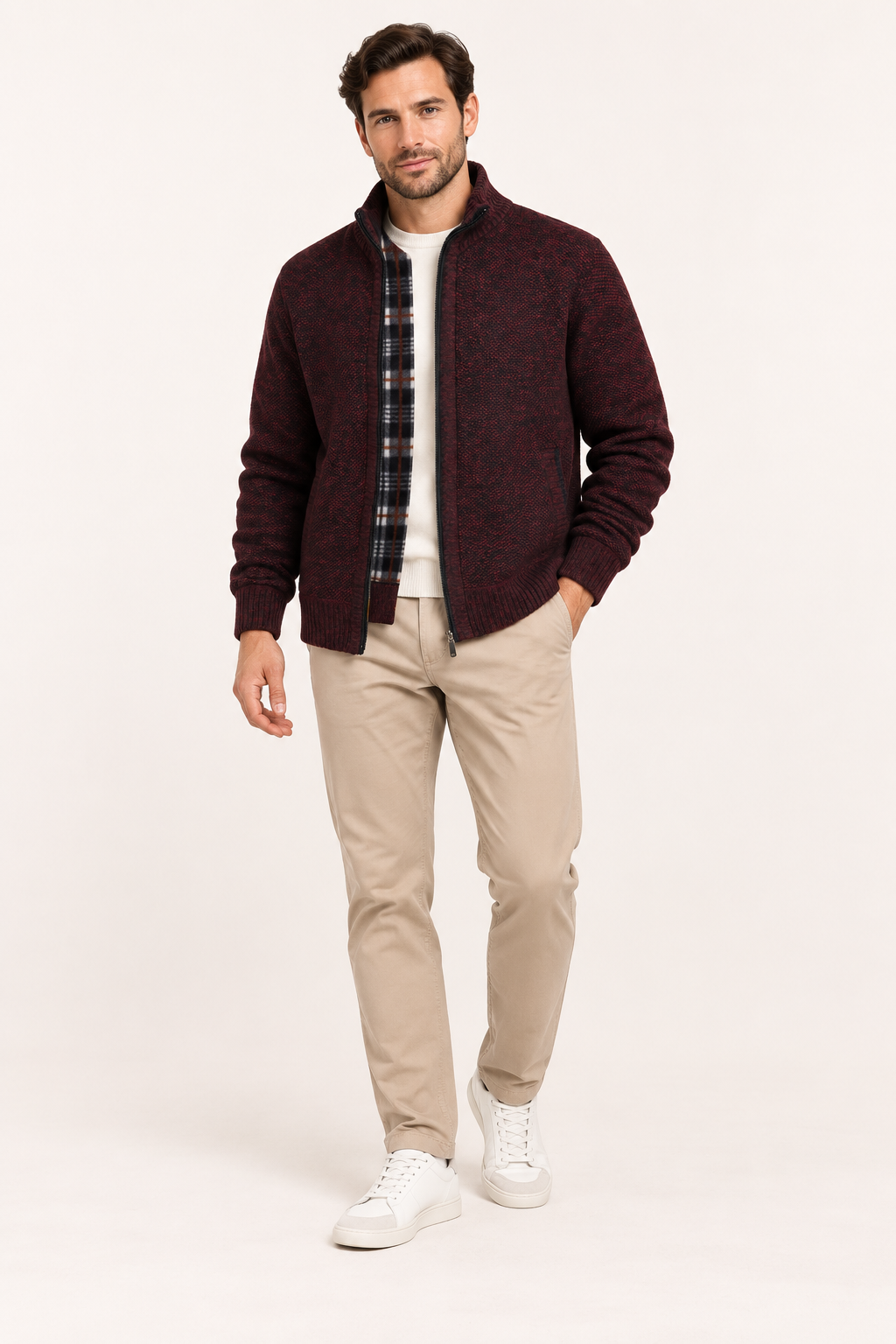 Chaqueta de punto con cremallera y cuello alto - Joshua