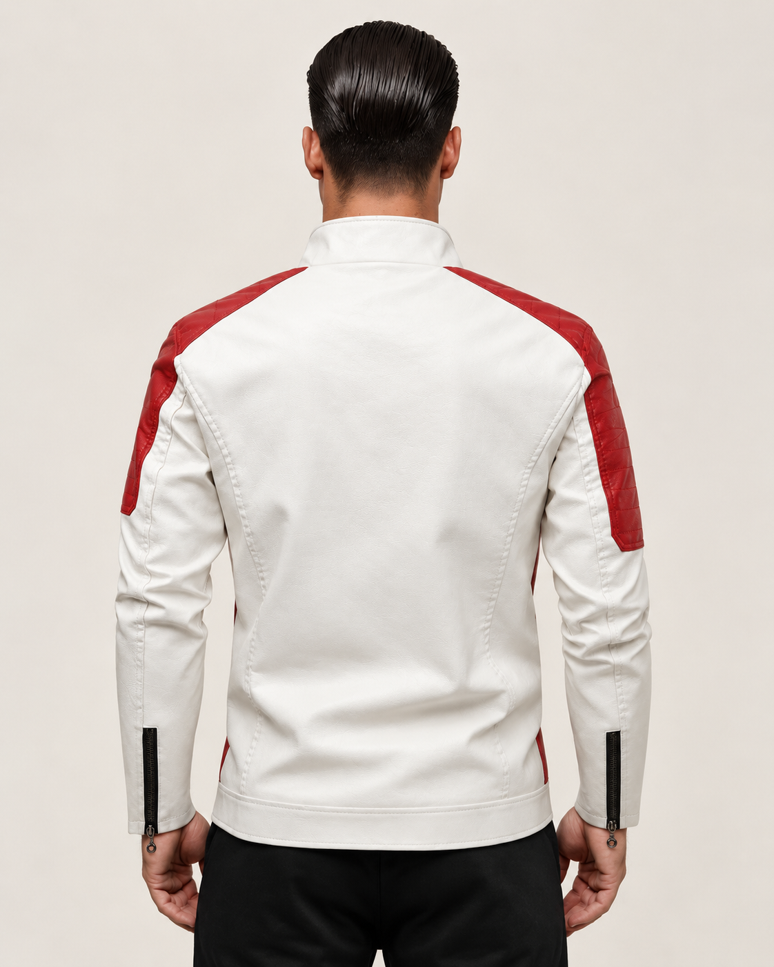 Chaqueta biker bicolor con cremallera - Theo