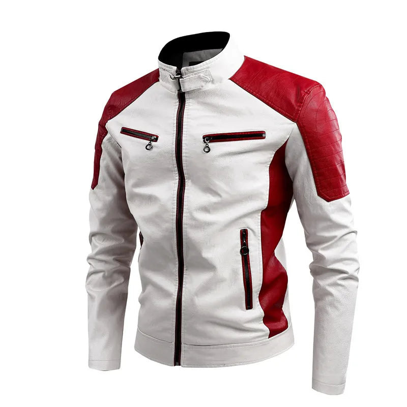 Chaqueta biker bicolor con cremallera - Theo