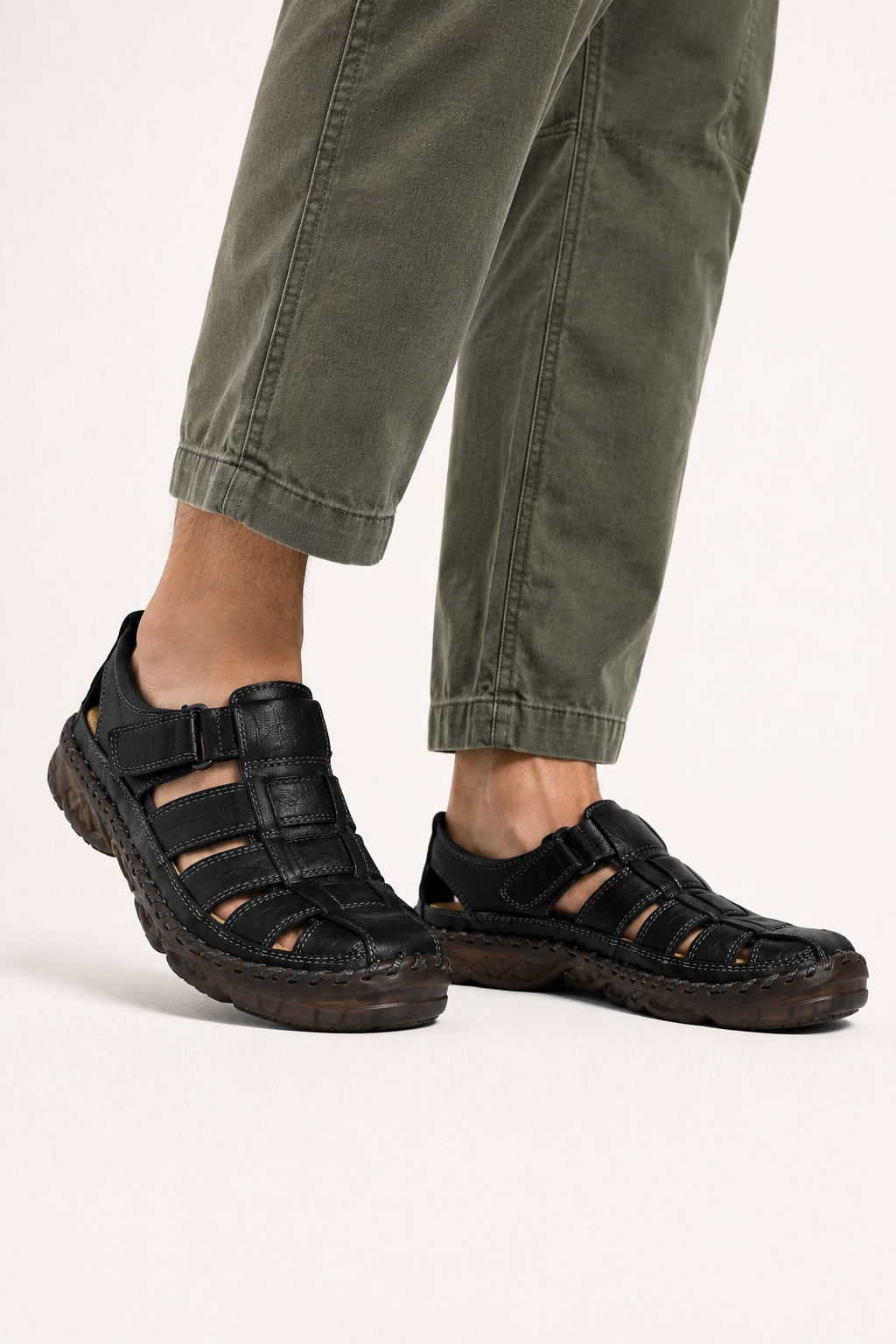 Sandalias cerradas hombre tiras anchas velcro suela gruesa – Oskar