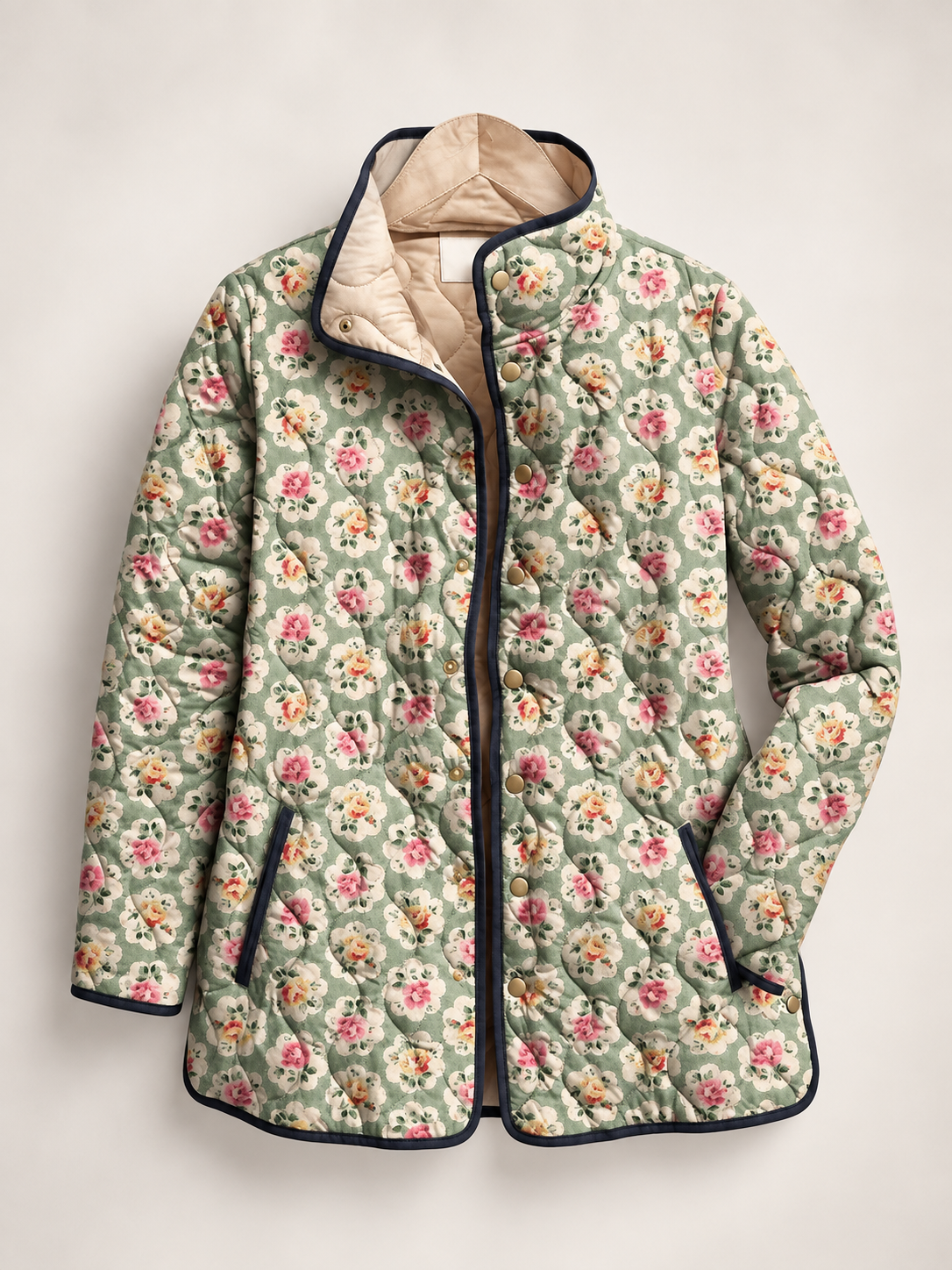 Chaqueta acolchada mujer estampado floral ribetes contraste - Lainey