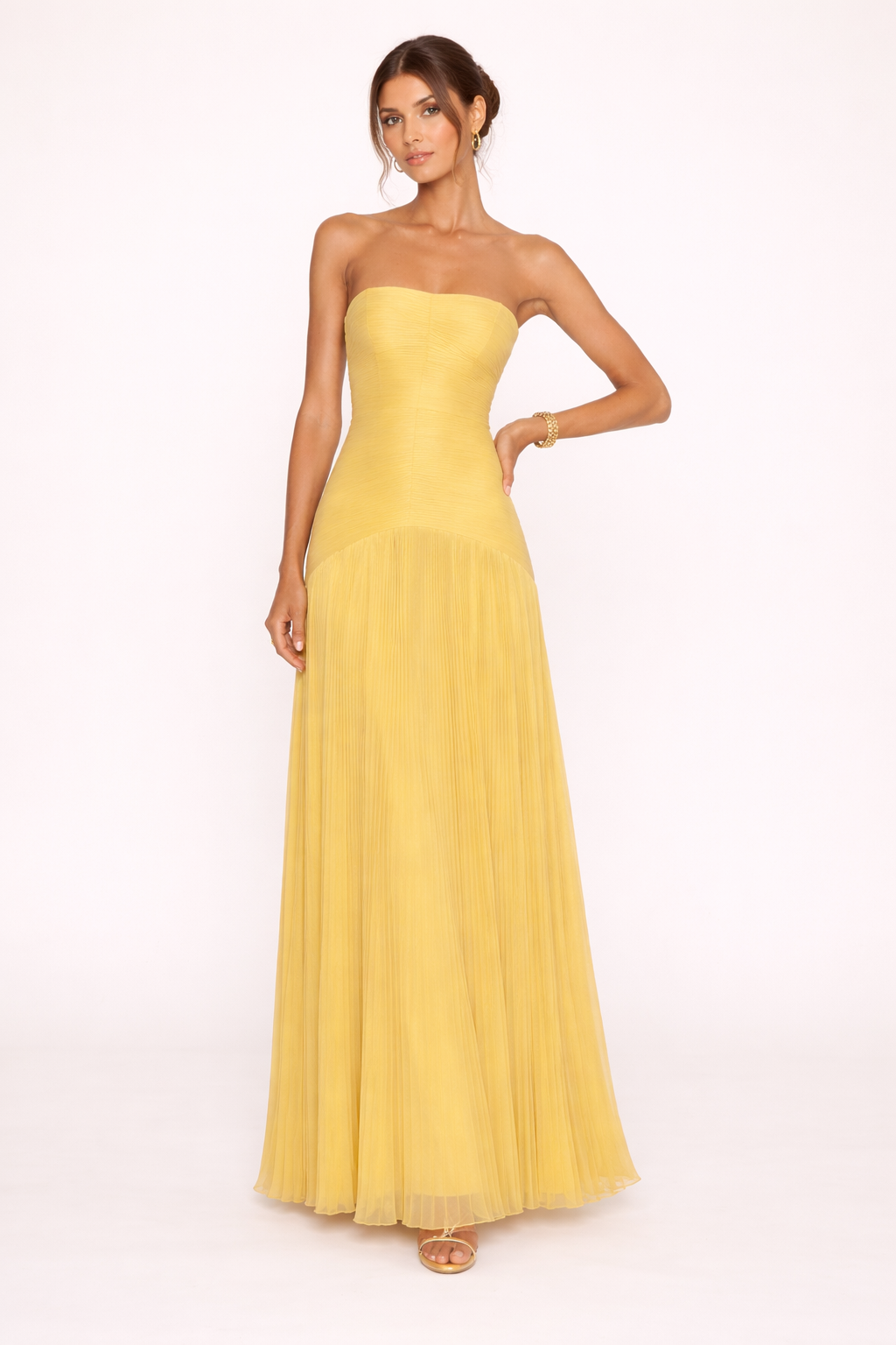 Vestido maxi mujer plisado sin tirantes vestido verano mujer - Arvella