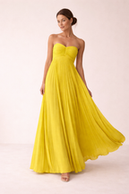 Vestido maxi plisado mujer sin tirantes verano elegante - Lorisse