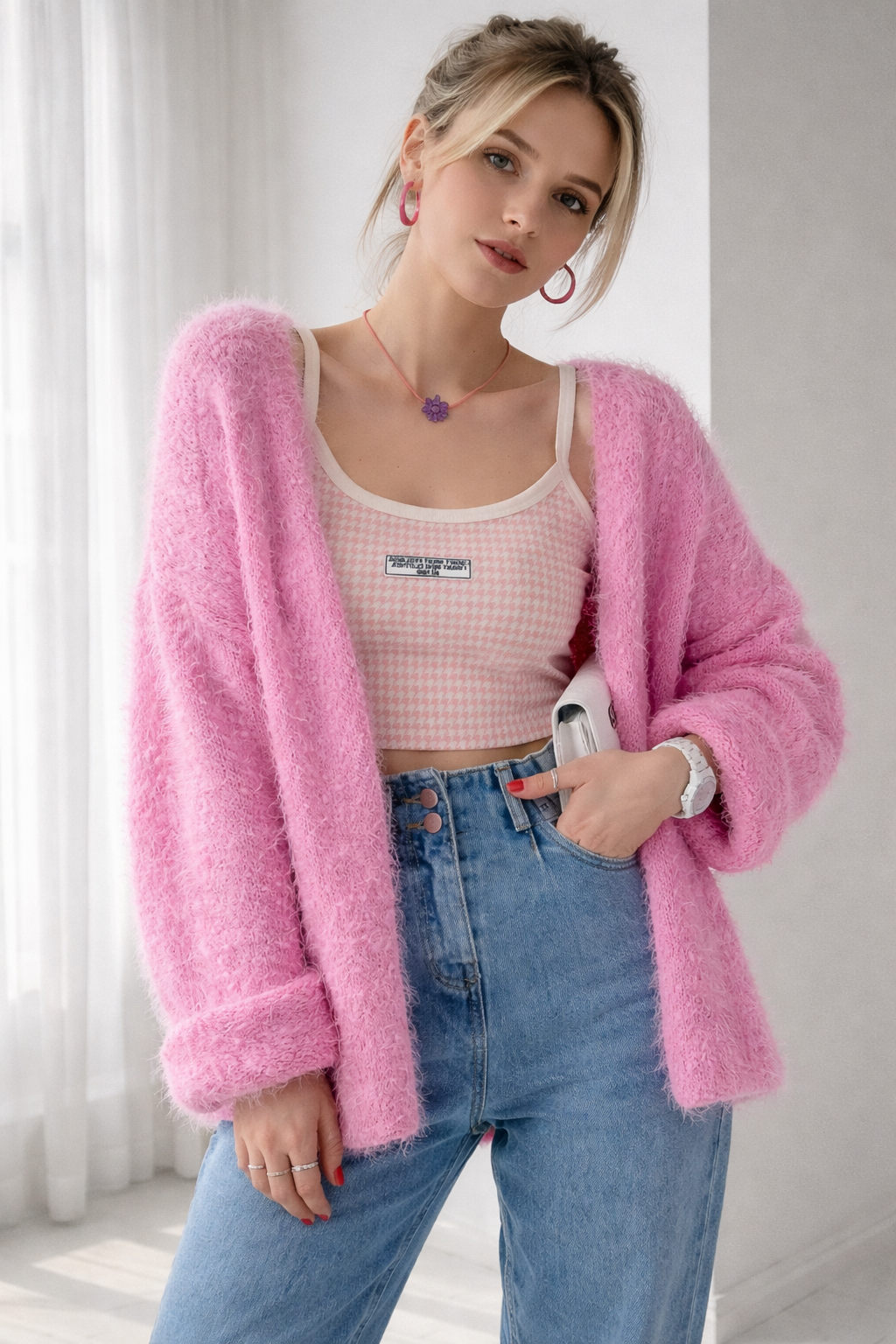 Cardigan de punto para mujer escote en V - Faelric