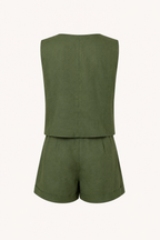 Conjunto chaleco short mujer lino algodón tiro alto – Rita