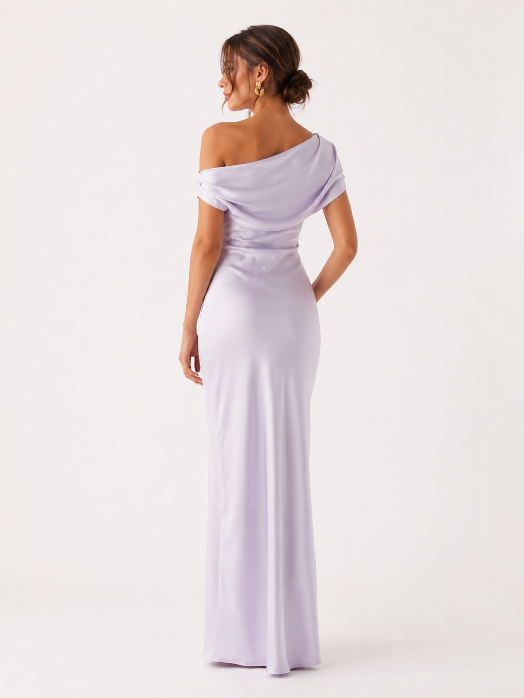 Vestido largo mujer un hombro drapeado cruzado – Guita