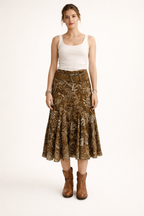Falda midi mujer estampada cintura alta estilo boho - Nerida