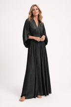 Vestido largo mujer manga amplia escote V vestido mujer casual - Valmira