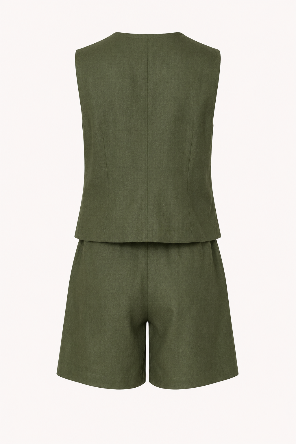 Conjunto chaleco short mujer lino algodón cintura alta pierna amplia – Lotte