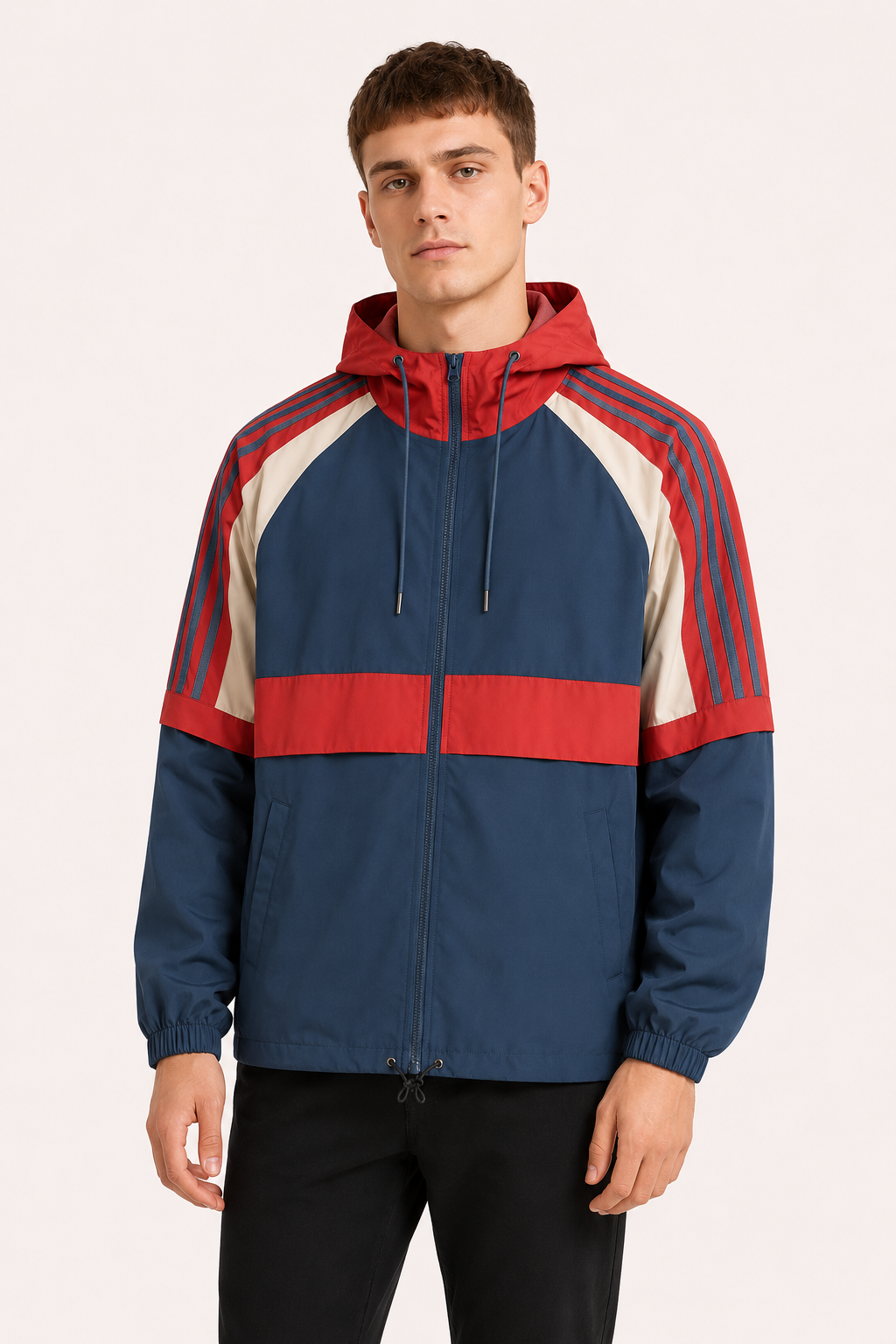 Chaqueta hombre deportiva capucha cortavientos cremallera – Adriano