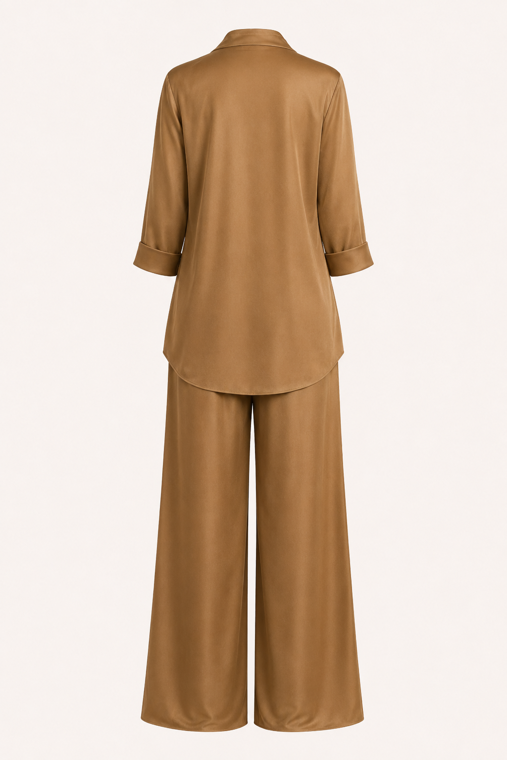 Conjunto blusa pantalón mujer satén cruzado pierna ancha – Kerstin