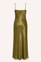 Vestido midi lencero satinado mujer tirantes escote en v – Leni