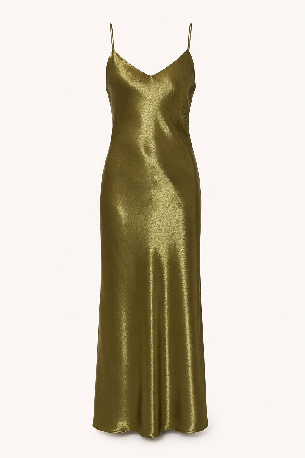 Vestido midi lencero satinado mujer tirantes escote en v – Leni