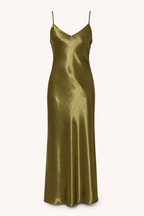 Vestido midi lencero satinado mujer tirantes escote en v – Leni