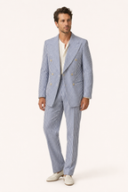 Traje hombre rayas azul claro americana cruzada pantalón – Emil