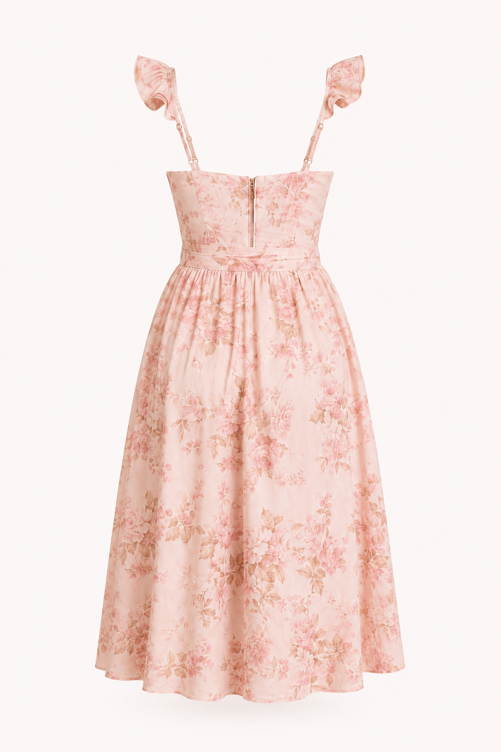 Vestido midi mujer floral escote corazón lazo cintura – Käthe