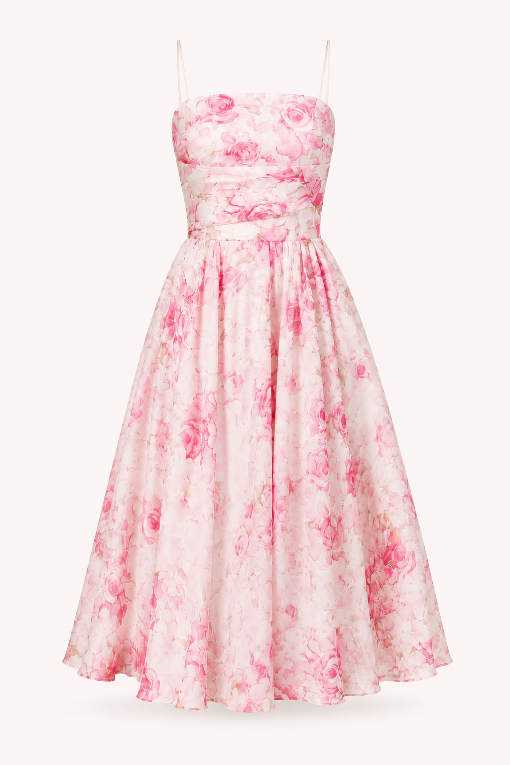 Vestido midi mujer floral tirantes finos cintura marcada – Elira
