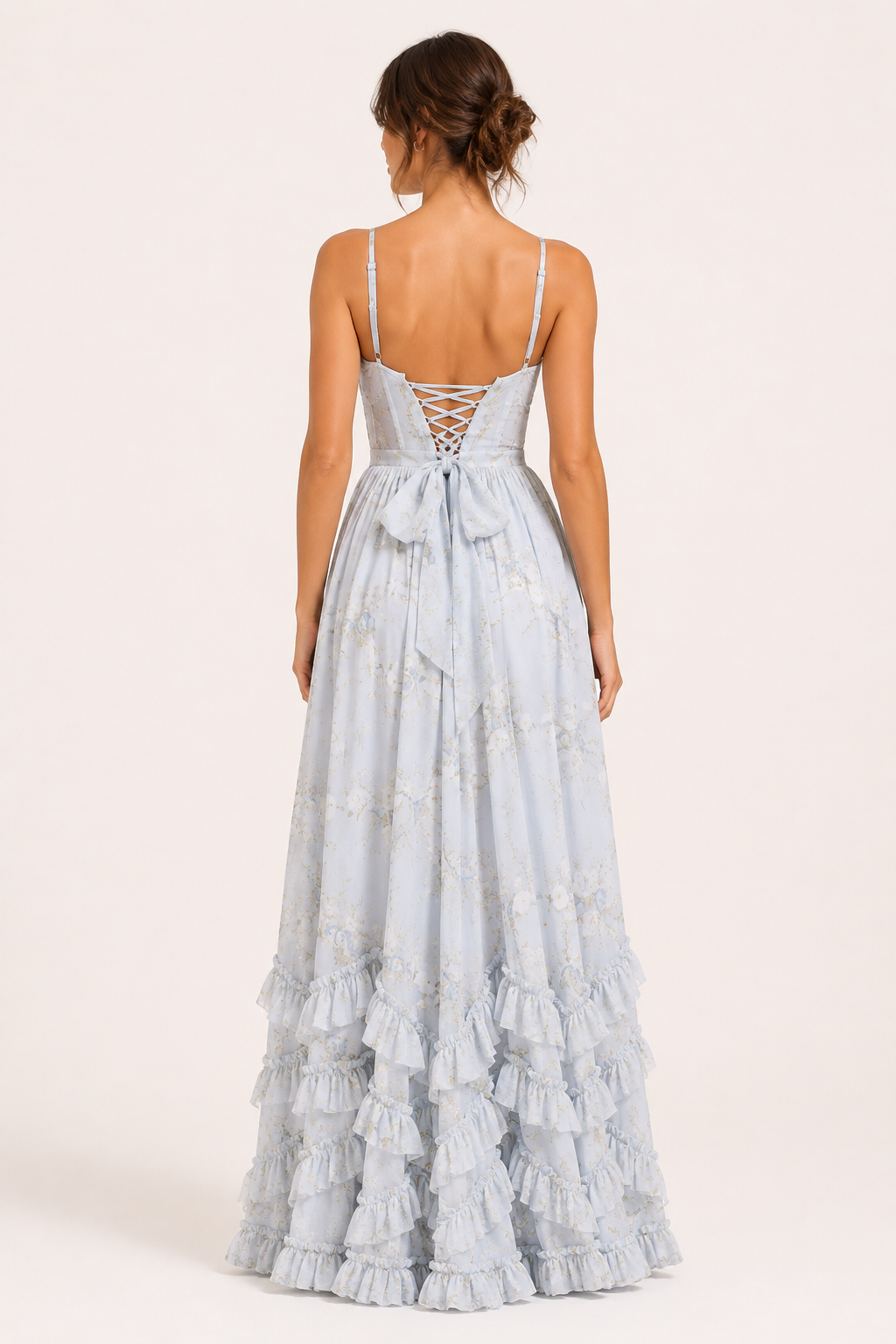 Vestido largo fiesta mujer floral copa marcada abertura – Elara