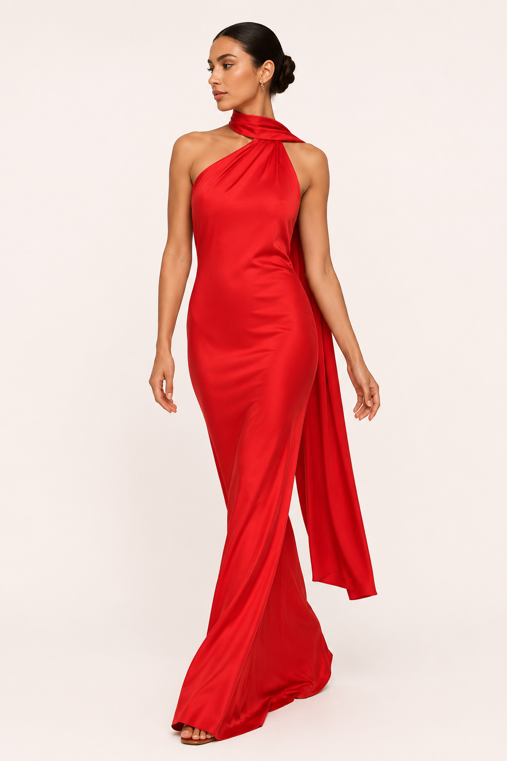 Vestido largo mujer halter capa integrada ajustado gala noche – Kerstin