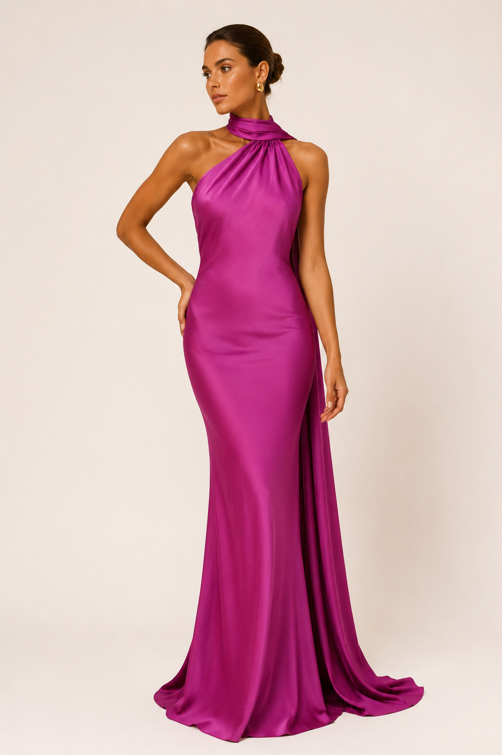 Vestido largo mujer halter capa integrada ajustado gala noche – Kerstin