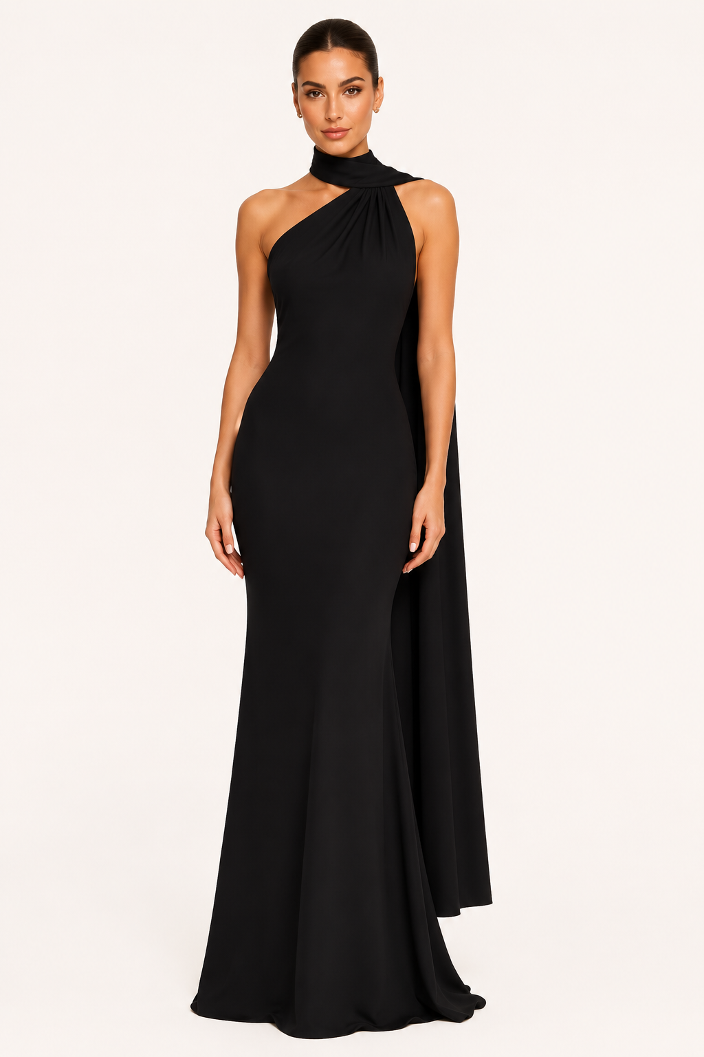 Vestido largo mujer halter capa integrada ajustado gala noche – Kerstin