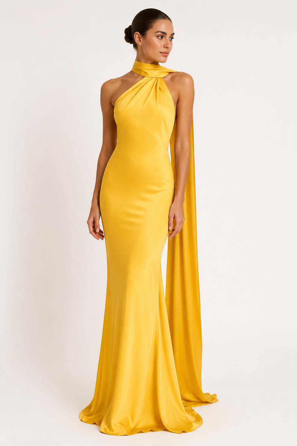Vestido largo mujer halter capa integrada ajustado gala noche – Kerstin