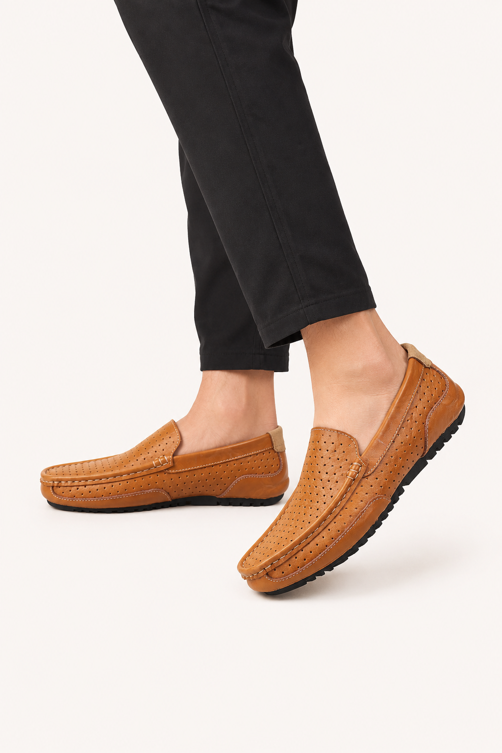 Mocasines hombre slip-on puntera redondeada perforaciones casual – Rüdiger