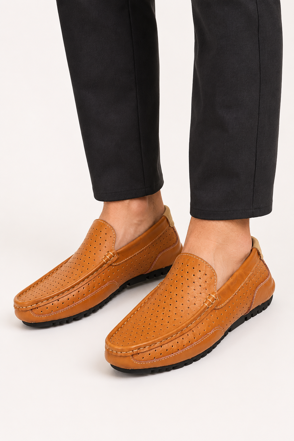 Mocasines hombre slip-on puntera redondeada perforaciones casual – Rüdiger