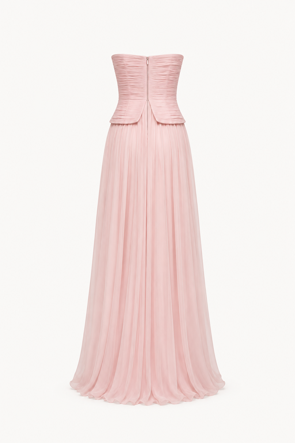 Vestido largo mujer strapless plisado abertura pecho falda amplia – Enice