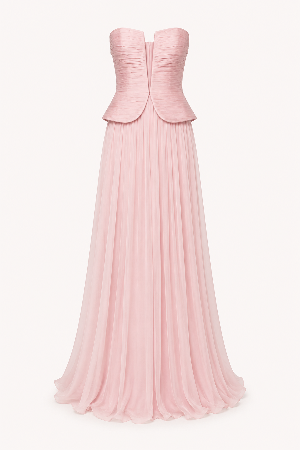 Vestido largo mujer strapless plisado abertura pecho falda amplia – Enice