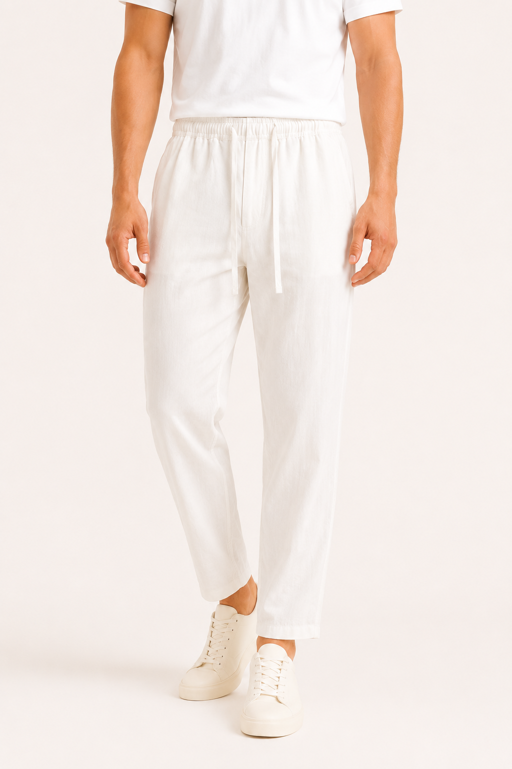 Pantalón hombre lino casual cintura elástica cordón ligero verano – Jannik