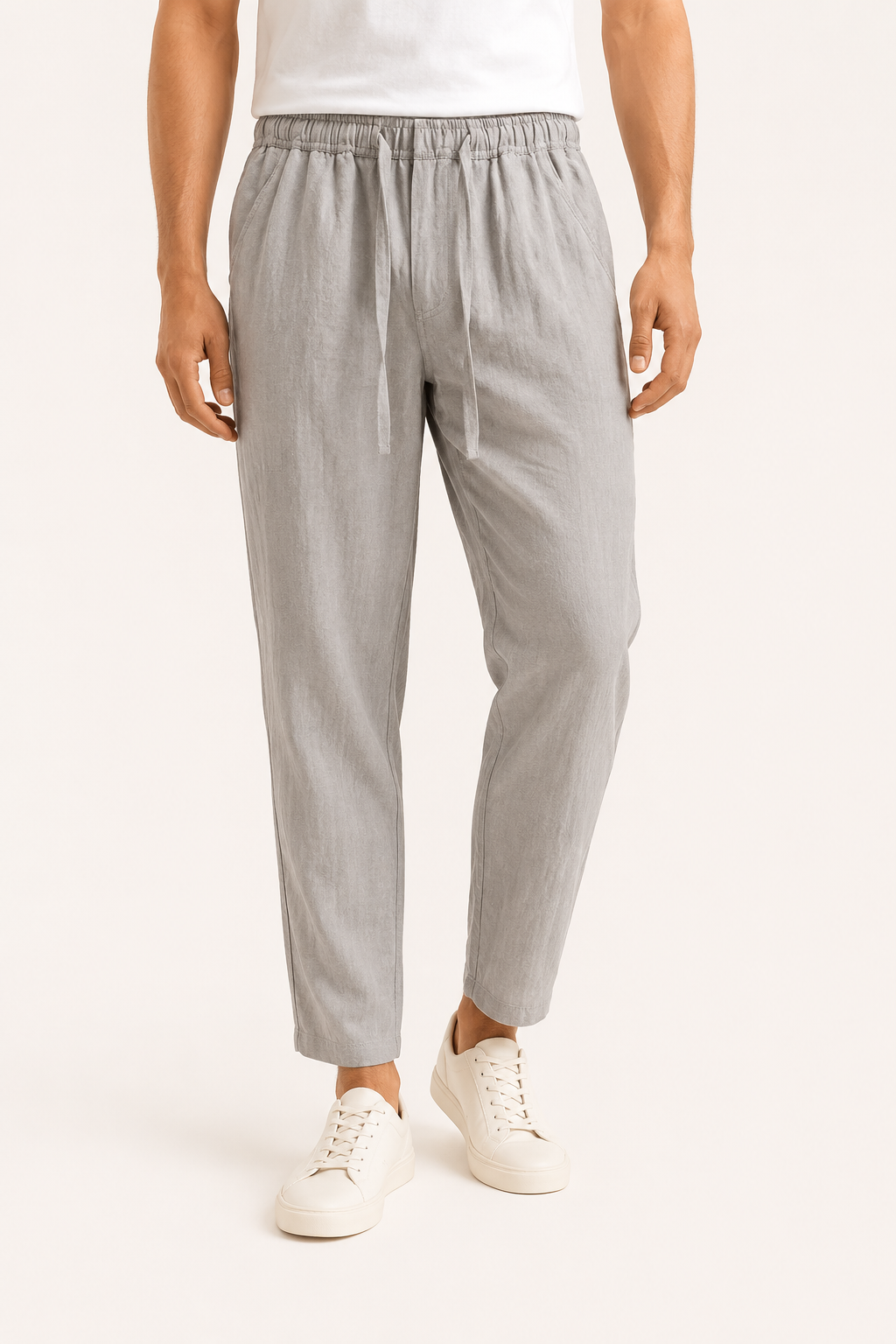 Pantalón hombre lino casual cintura elástica cordón ligero verano – Jannik