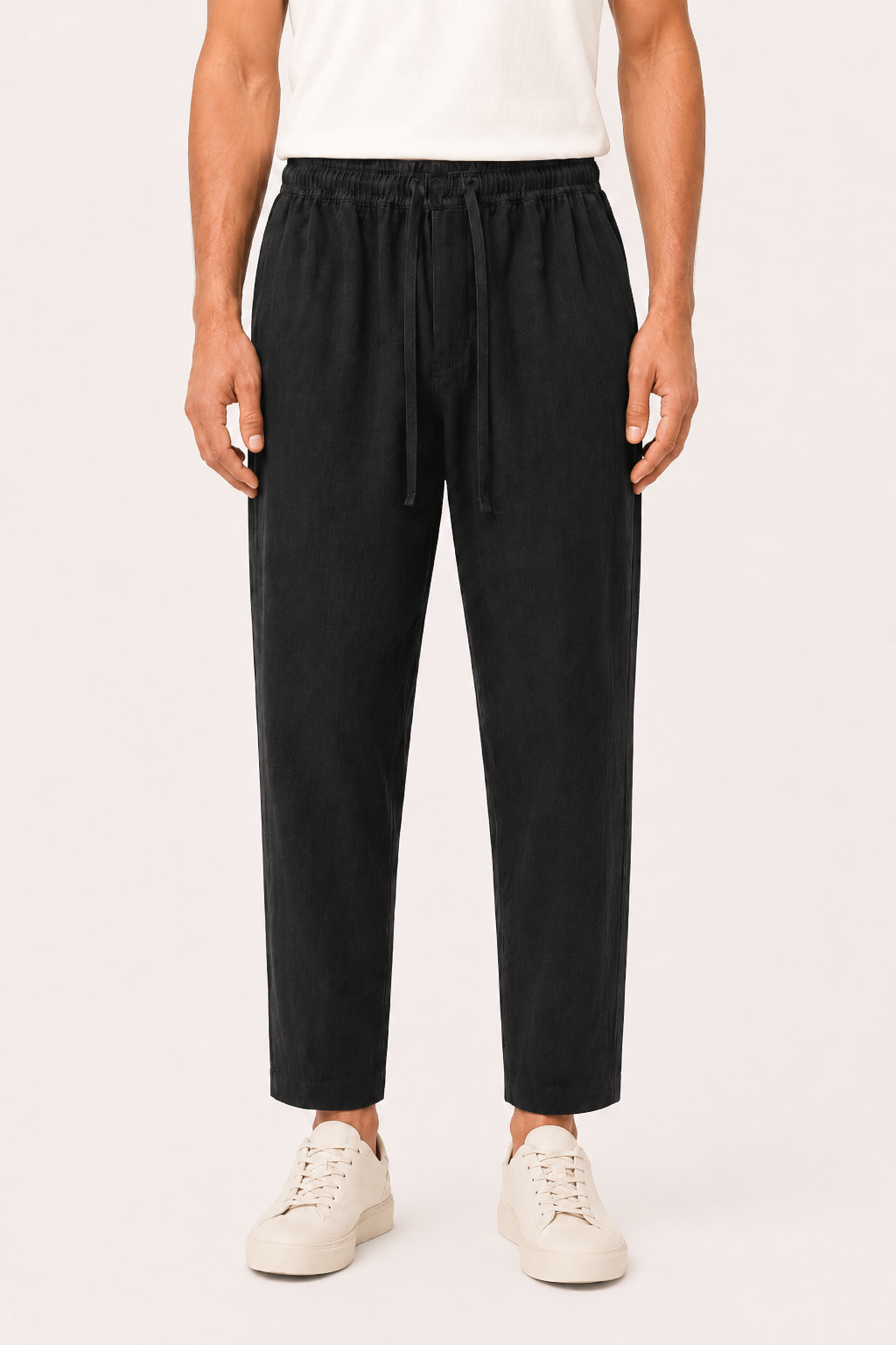 Pantalón hombre lino casual cintura elástica cordón ligero verano – Jannik